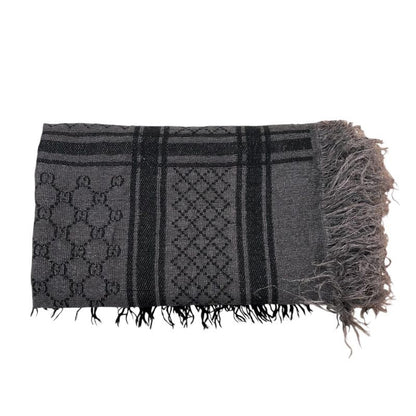 Gucci Large Shawl Fringe Lame Gray Em1252