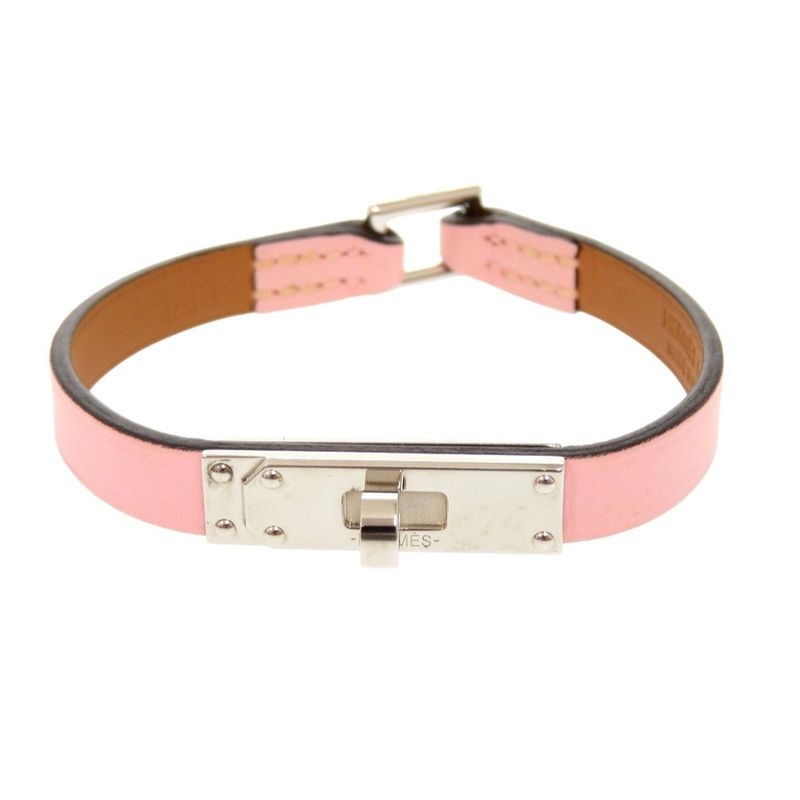 Hermes Micro Kelly Vorsoft Rose Sakura Silver Hardware Bracelet