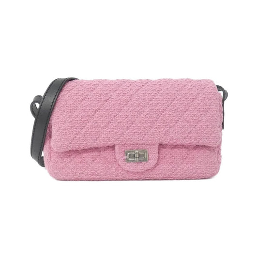 Chanel Shoulder Bag Tweed Pink
