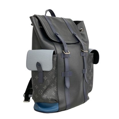 Louis Vuitton Backpack Monogram Eclipse Epi Christopher PM Black Blue — view 2