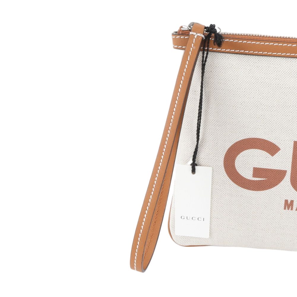 Gucci Logo Print Leather Clutch Pouch Business — view 2