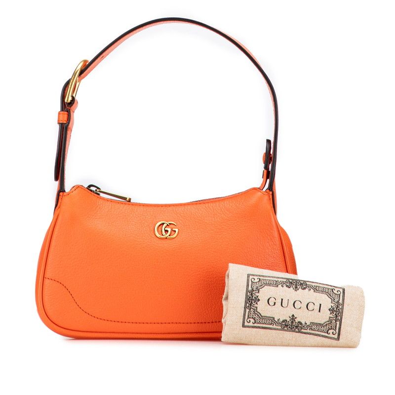 Gucci GG Marmont Aphrodite Handbag One Shoulder Bag 739076 Orange Leather Women