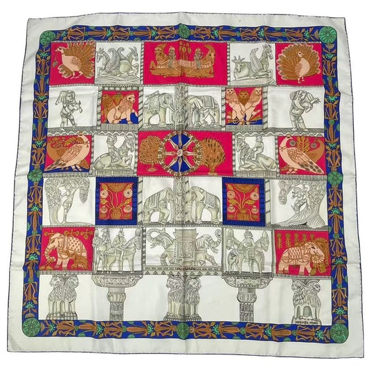 Hermes Silk Scarf Carre 90 Torana White