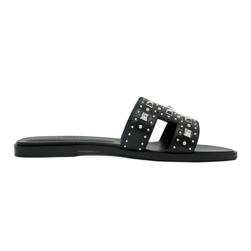 Hermes Oran Studded Sandals Size 38 Black Women's Apparel Women's Shoes