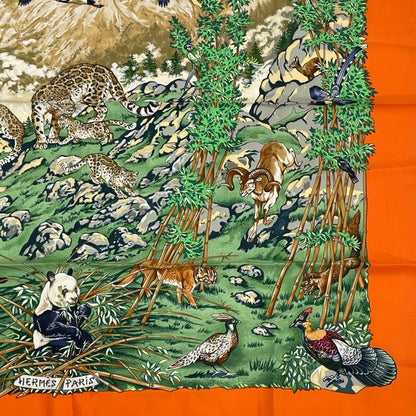 Hermes Carre 90 Sichuan Silk Scarf Orange