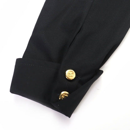 Chanel Vintage Wool CC Logo Button Belt Long Sleeve Tight Dress Black 34 — view 5