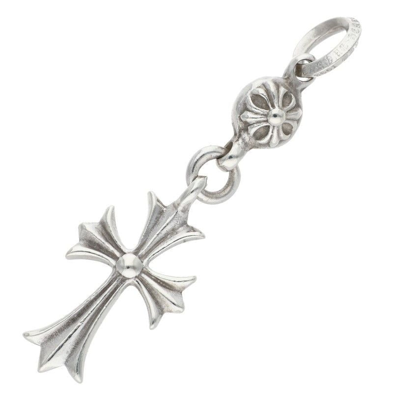 Chrome Hearts Tny CH Crs 1 Ball Tiny Ch Cross Charm Silver Necklace Top