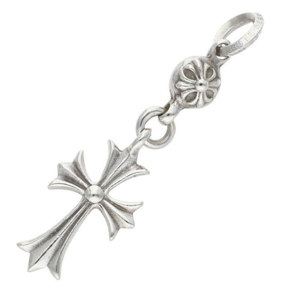Chrome Hearts Tny CH Crs 1 Ball Tiny Ch Cross Charm Silver Necklace Top