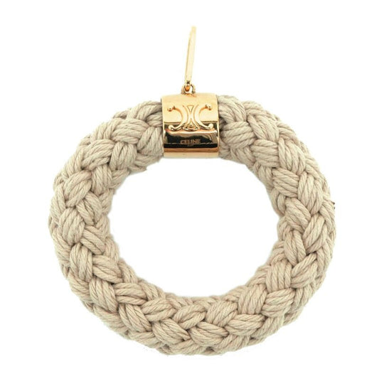 Celine Pendant Top Scrunchie Beige Gold Hardware Plated Accessory
