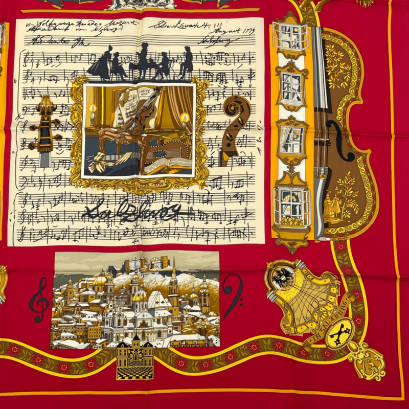 Hermes Carre 90 In Salzburg Red Scarf In Salzburg Silk