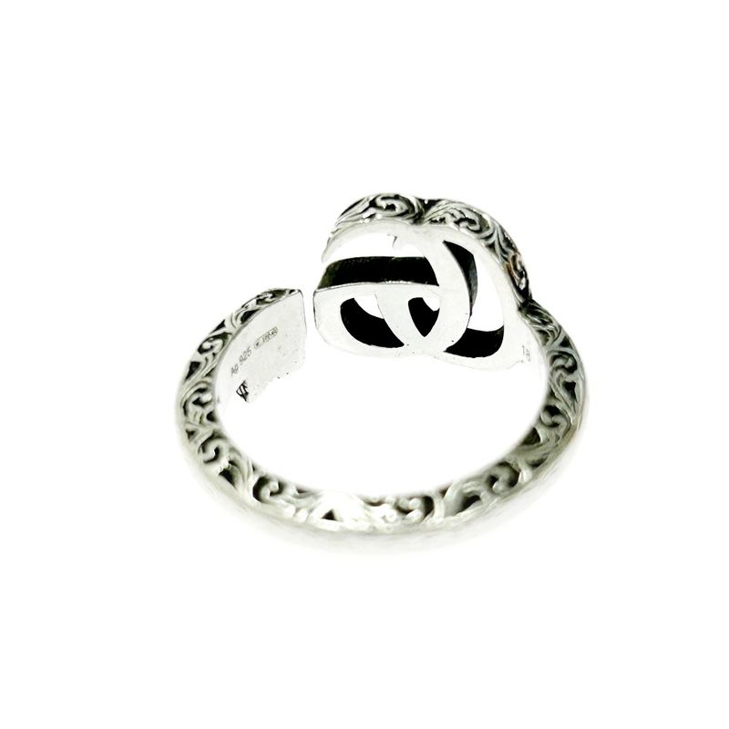 Gucci Silver Arabesque GG Engraved Edge Key Ring 5.6g 925 Engraved 394052 Ring