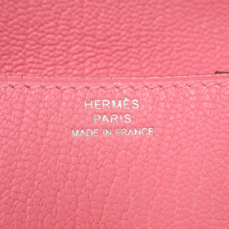 Hermes Le Van Cattle Chèvre Pink X Engraved 0449 Coin Case Hermes