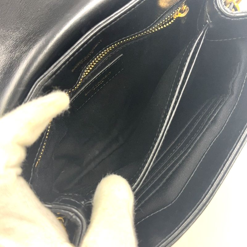 Saint Laurent Paris Lou Leather Black Shoulder Bag Gold