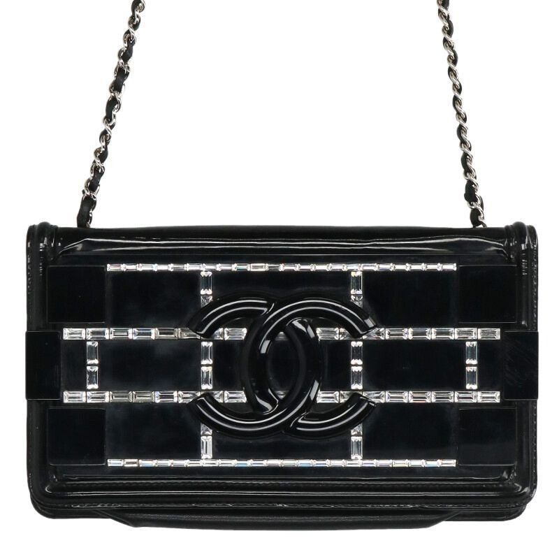 Chanel CC Filigree Logo Patent Chain Shoulder Bag