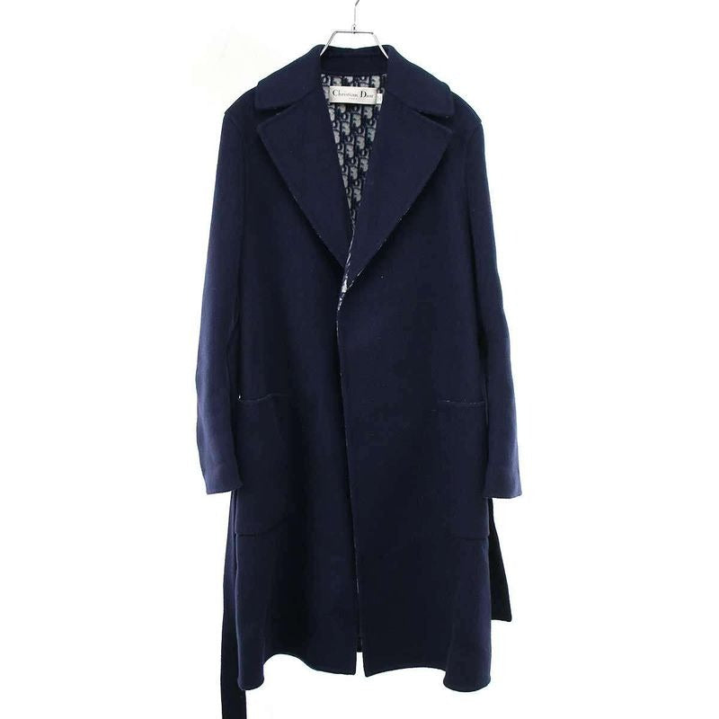 Christian Dior Double Face Virgin Wool Belted Coat 110 M36 A1375 Navy 40
