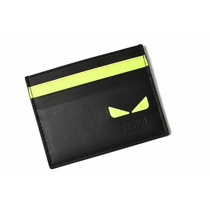 Fendi Card Case Business Holder Leather I See You Black Fluo Yellow — view 2