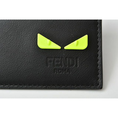 Fendi Card Case Business Holder Leather I See You Black Fluo Yellow — view 4