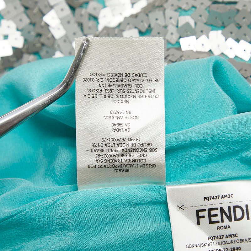 Fendi Sequined Skirt Size: 36 Light Blue Silver Silk Women's Fendi