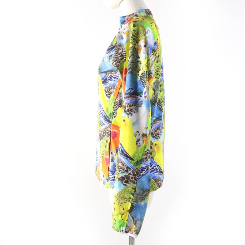 LOEWE S359y02x58 Parrot Print Zip Top Anagram Logo Long Sleeve Top Multicolor