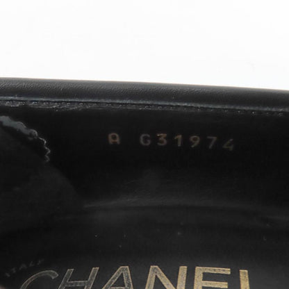 CHANEL G31974 Leather Loafer With Coco Mark Chain Black Gold Hardware 36.5 Made