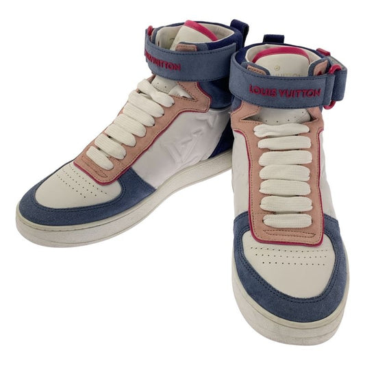 Louis Vuitton Leather Boon Box Line Logo High-cut Sneakers 34 1 2 White