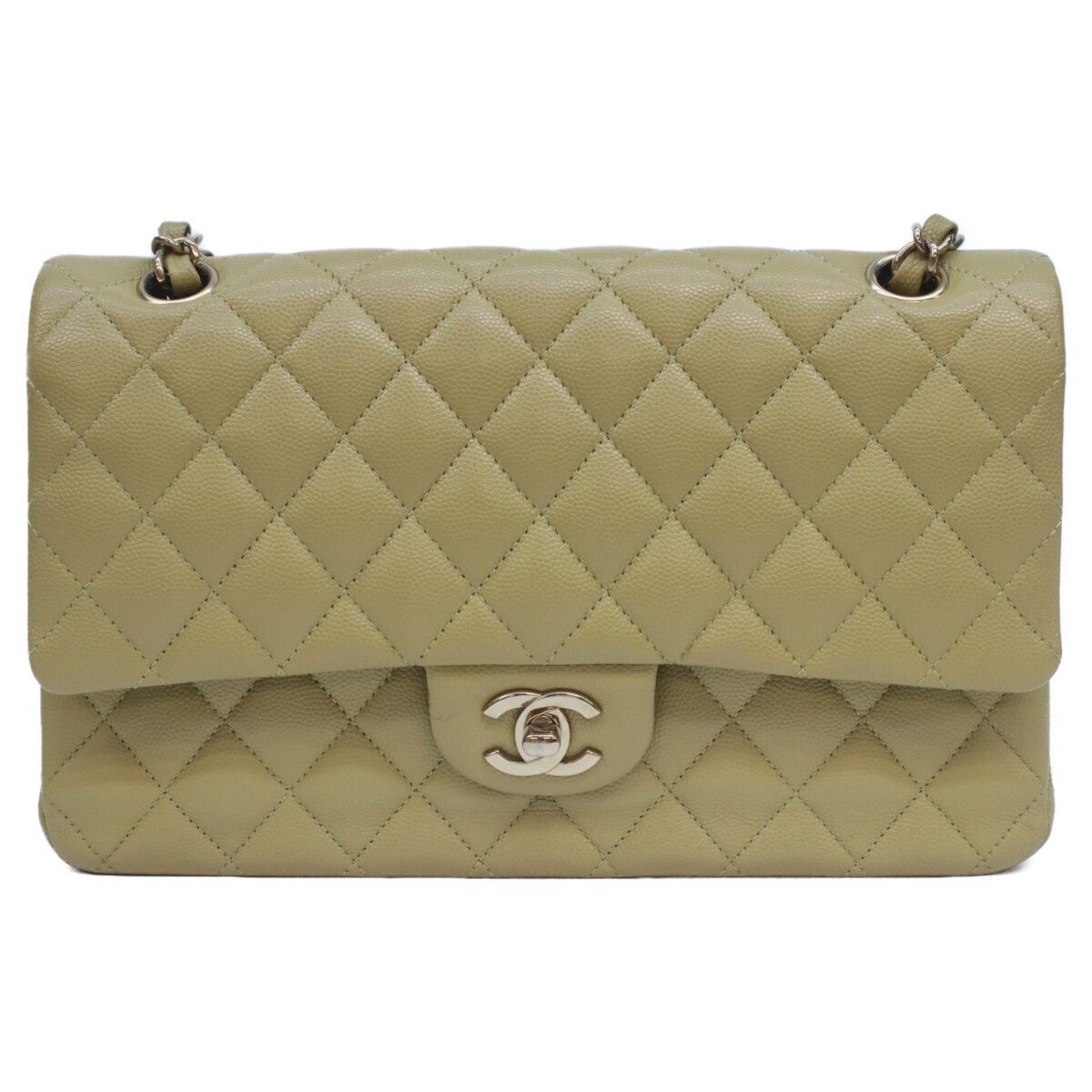 Chanel Pistachio Green Caviar Double Flap Quilted 25