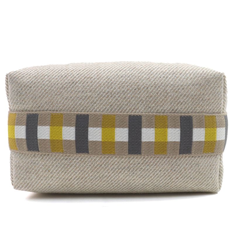 Hermes Brid A Black PM Au Carre Segur Silver Hardware Serie Button Wool Handbag