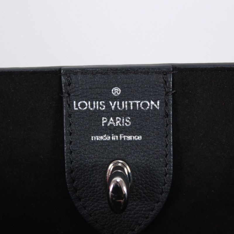 Louis Vuitton Lock Me Cabas Leather Black And Blue Tote Bag Silver M41447