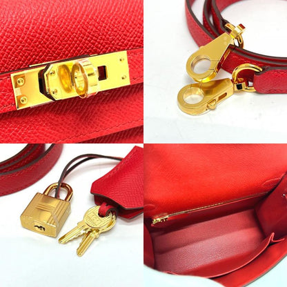Hermes Handbag Kelly 25 Outer Stitch Vaux Epson Rouge Radieux Gold Hardware Red
