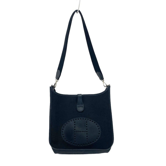 Hermes Evelyne Toile Hunter Shoulder Bag Black