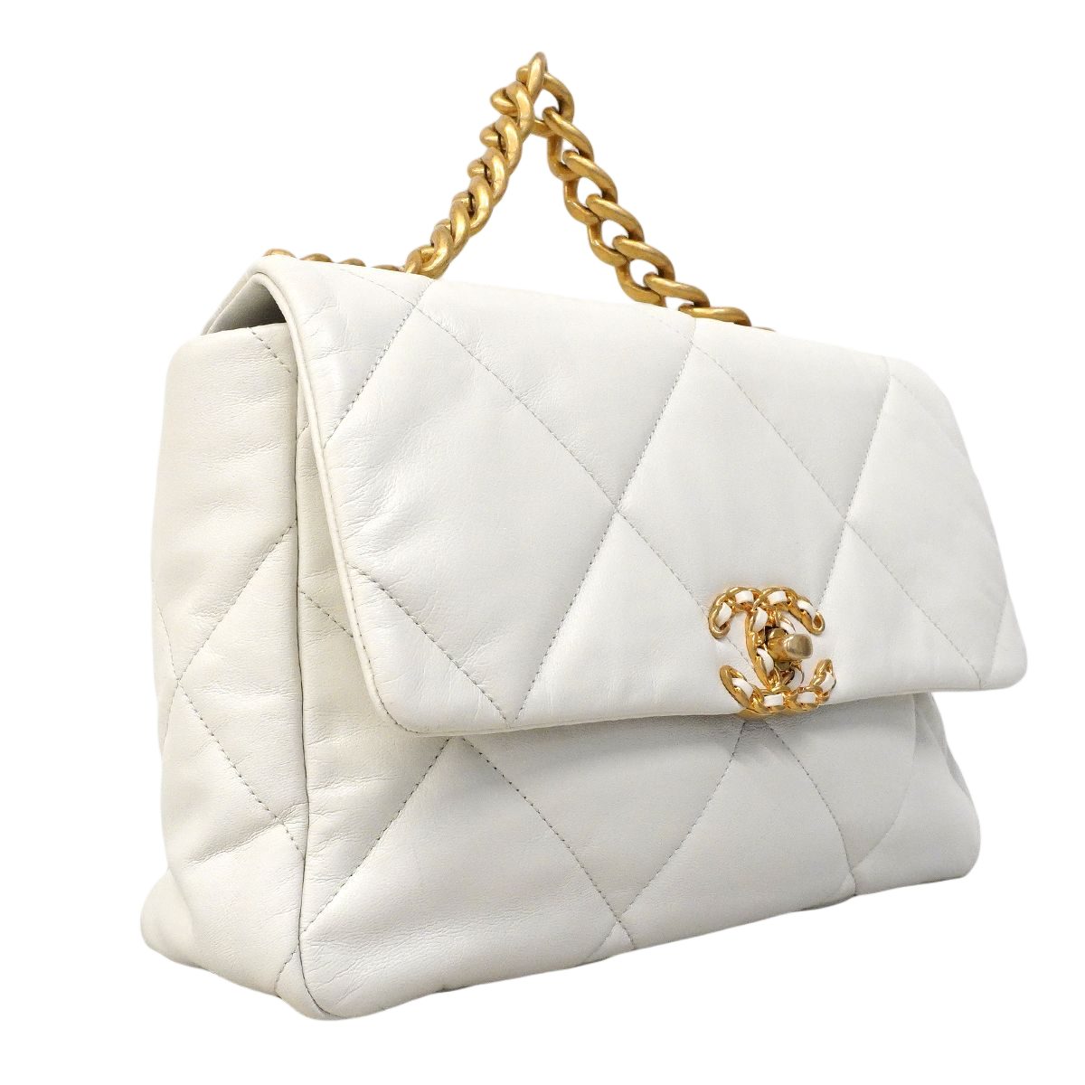 Chanel Handbag 19 Lambskin White Gold Silver 2-Way — view 2