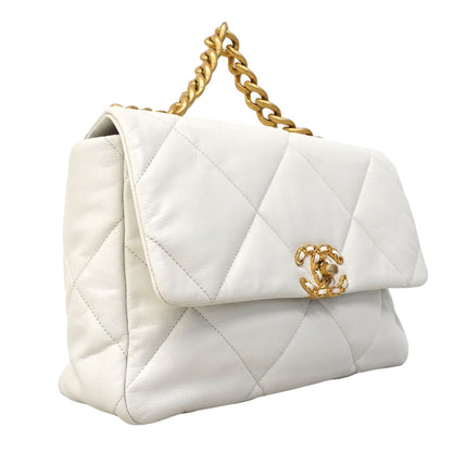Chanel Handbag 19 Lambskin White Gold Silver 2-Way — view 2