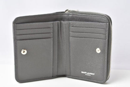 Unused Saint Laurent Mini Wallet Fold Wallet 403723 Asphalt