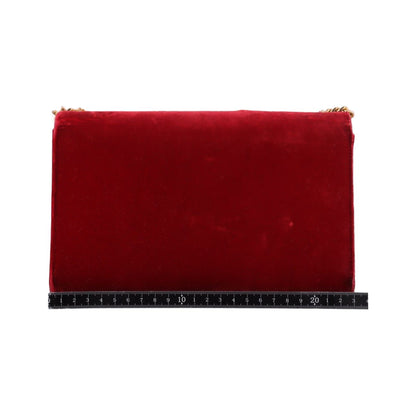 Saint Laurent Yves Kate Red Velour Messenger Bag — view 2