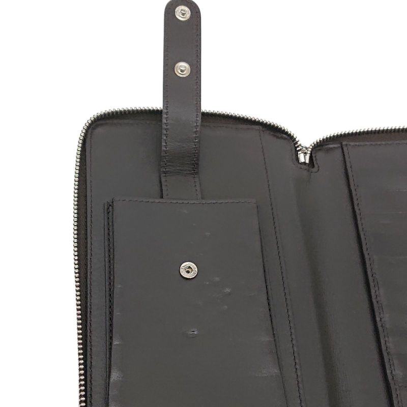 Gucci Micro Shimmer Clutch Bag Organizer Long Wallet Leather Dark Brown