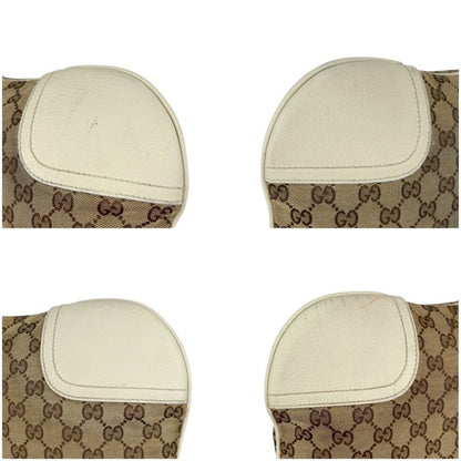 Gucci Shoulder Bag GG Canvas Sherry Line Ribbon Brown White Leather Crossbody