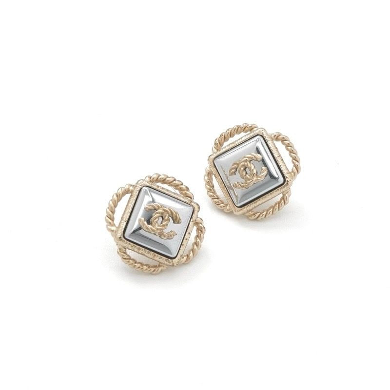 Chanel Earrings Gold Silver Coco Mark
