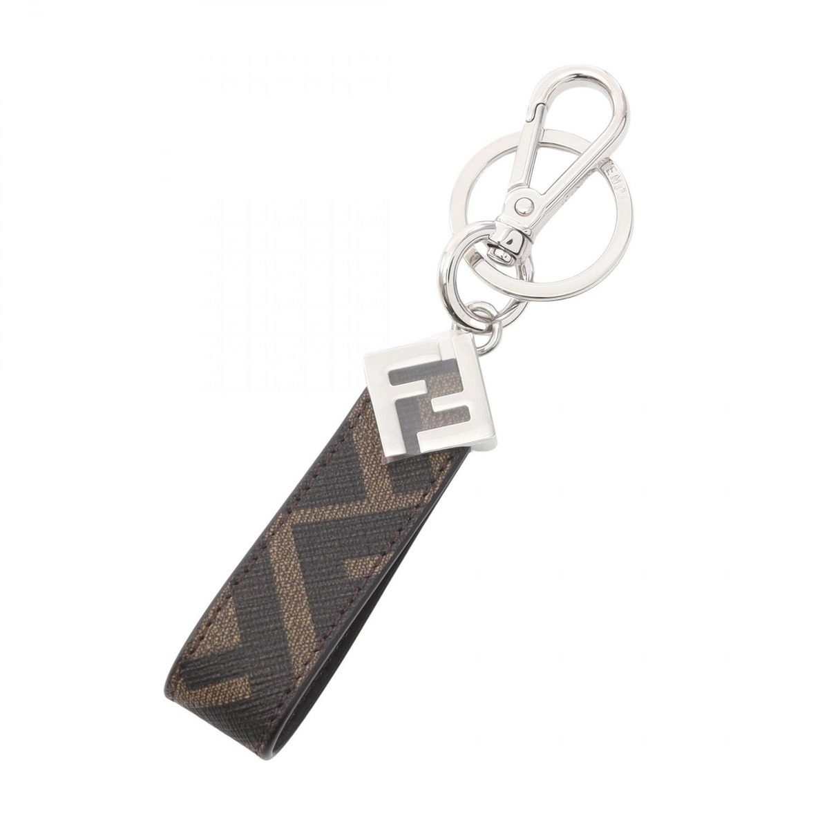Fendi Key Holder FF Square Zucca Dark Brown Canvas Key