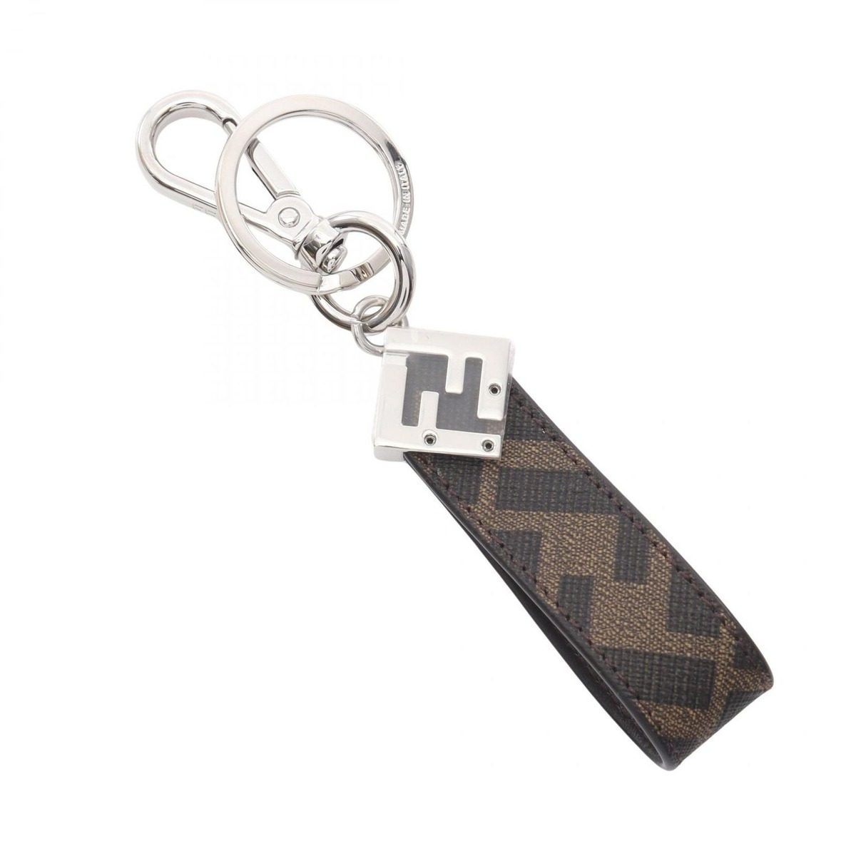 Fendi Key Holder FF Square Zucca Dark Brown Canvas Key — view 2