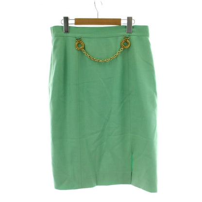 Celine Tight Skirt Wool 46 Mint Green Knee Length Chain Decoration Logo Ring PP