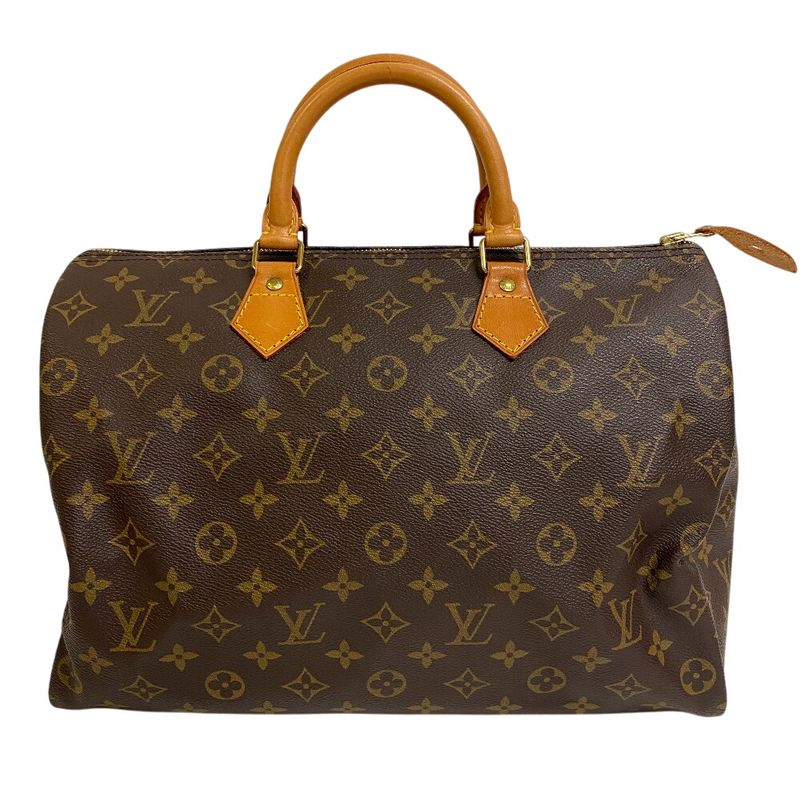 Louis Vuitton Bitton M41524 Speedy 35 Monogram Leather Boston Bag Brown Unisex