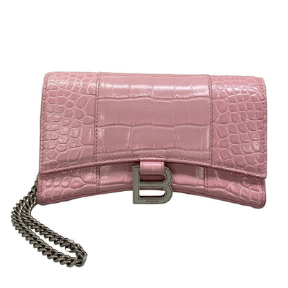 Balenciaga Wallet Hourglass Pink Chain Embossed Leather