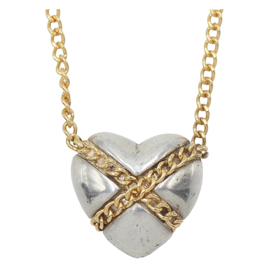 Tiffany & Co 18K Yellow Gold Chain Crossheart Heart Necklace