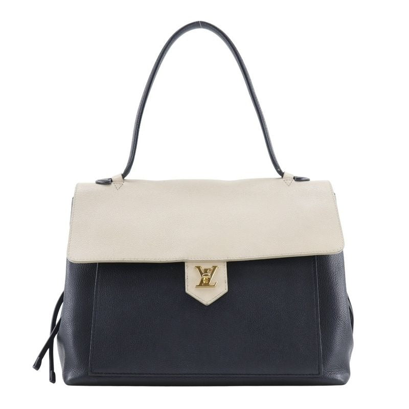 Louis Vuitton Lock Me MM Calf Black Beige Du0185 Tote Bag