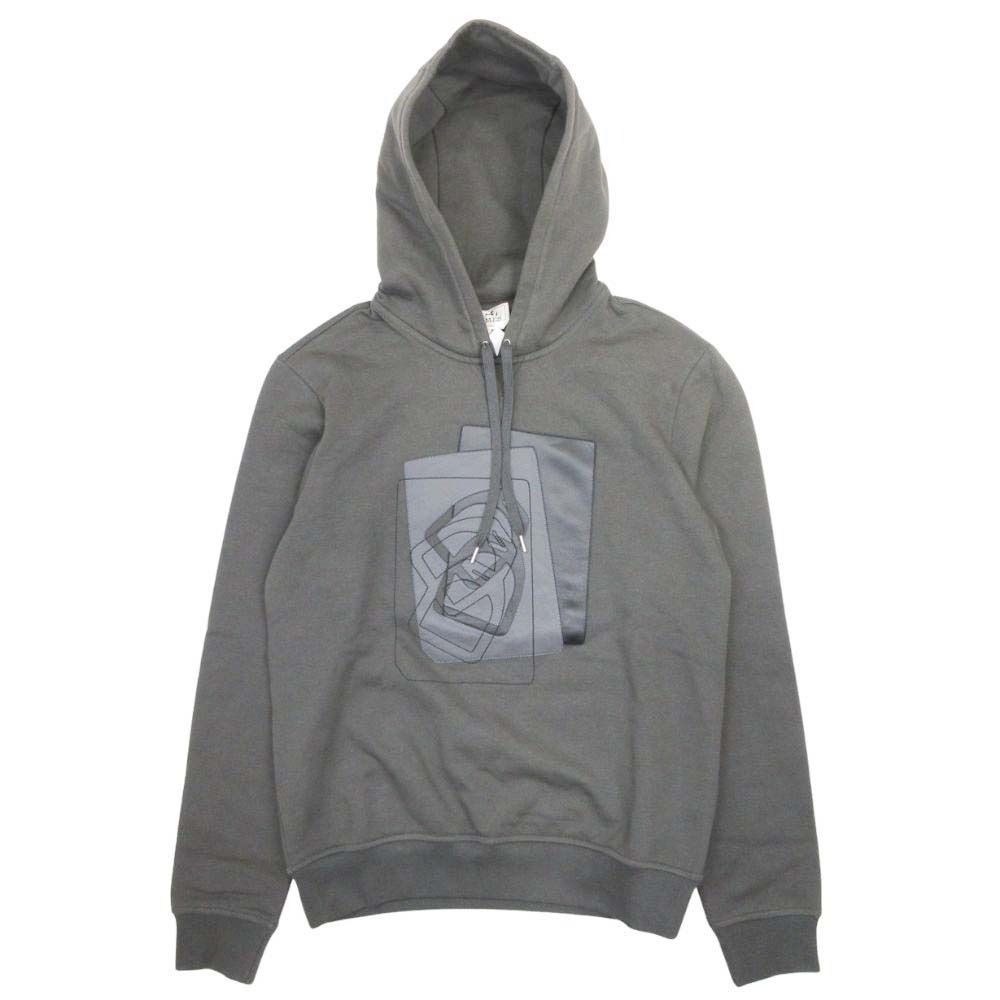 Hermes Etriers Decales Armor de Carre Leather Patch Hoodie Brushed Lining Xxs