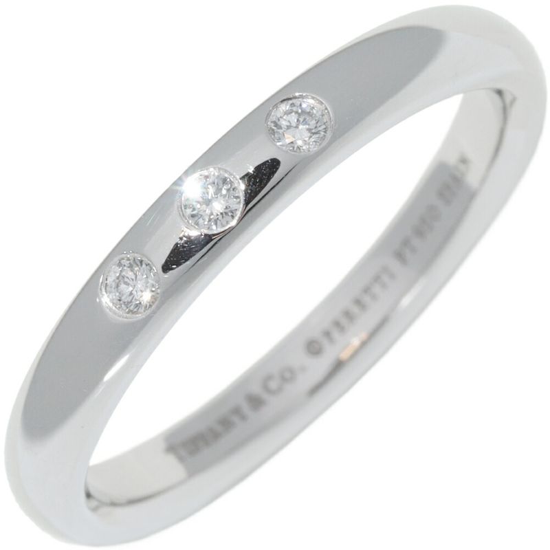 Tiffany & Co Ring Pt950 Diamond 3P (006ct) Elsa Peretti Stacking Band Ring