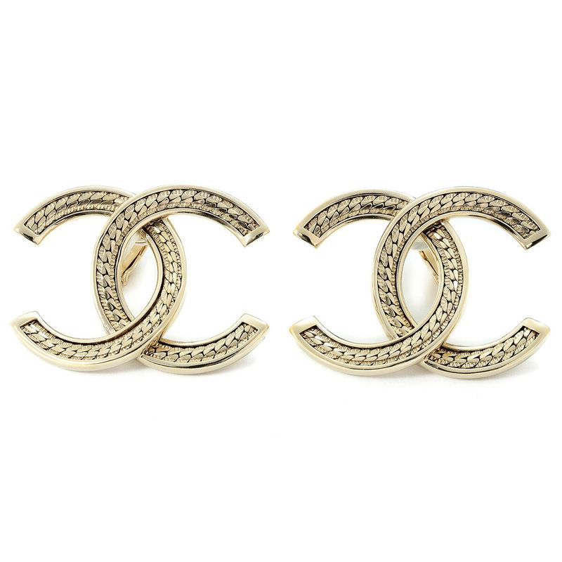 Chanel Earrings Logo Earrings Gold