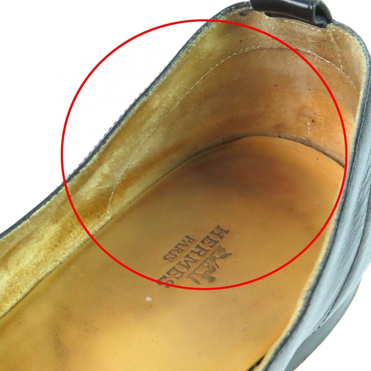 Hermes Horse Carriage Leather Shoes Slip on Black 44 — view 12