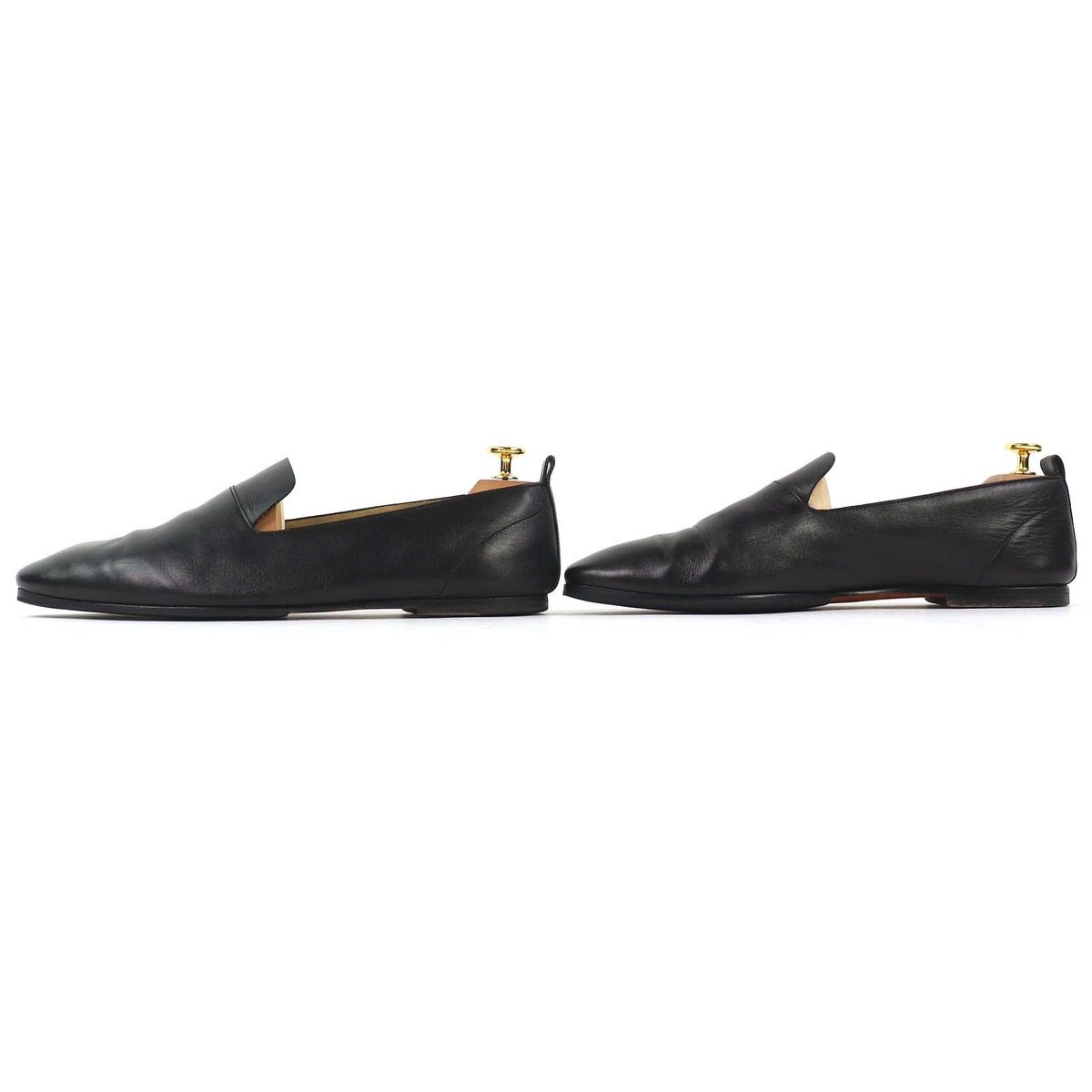 Hermes Horse Carriage Leather Shoes Slip on Black 44 — view 3