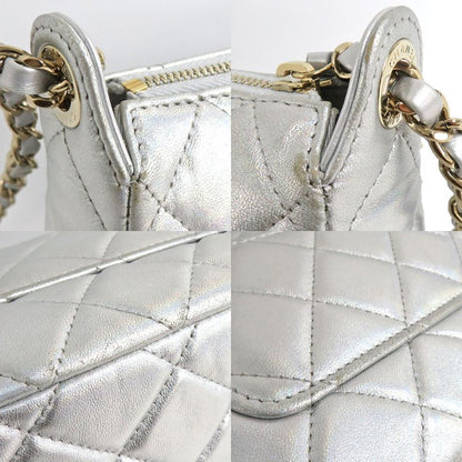 Chanel Chain Clutch Bag Iridescent Metallic Lambskin Silver - Ap4349